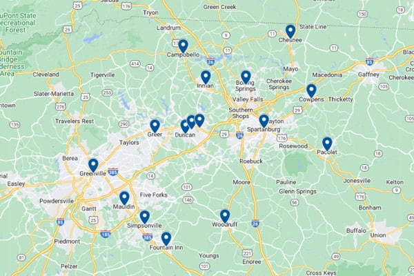 Pressure Washing in Spartanburg SC map mini